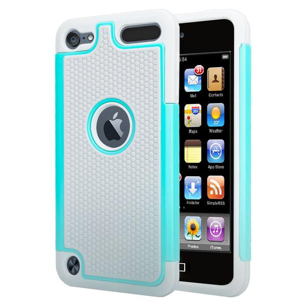 Monogrammed Teal Blue Chevron Design iPod Touch 5th Gen 5G White TPU Case Cover